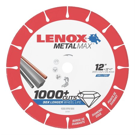 IRWIN LENOX Metal Max Chop Saw Diamond Cutoff Wheel 12 in. x 1 in. 1972927